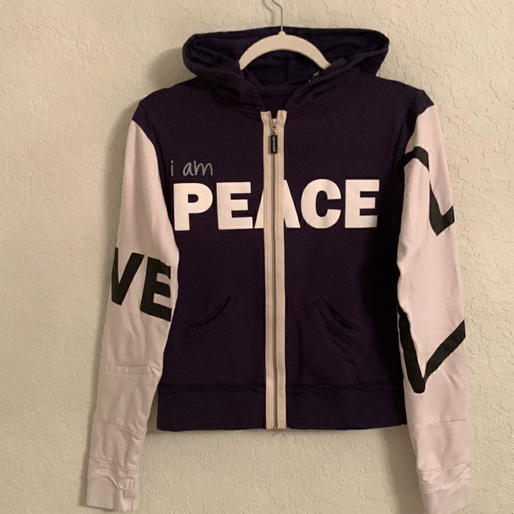 Peace Love World Kids Black Hoodie Sweatshirt Size 10/12